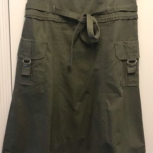 Army green high waisted A-pine skirt